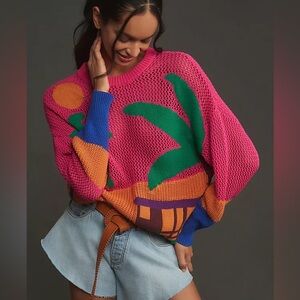 NWT FARM RIO Oversized Tropical Crewneck Sweater